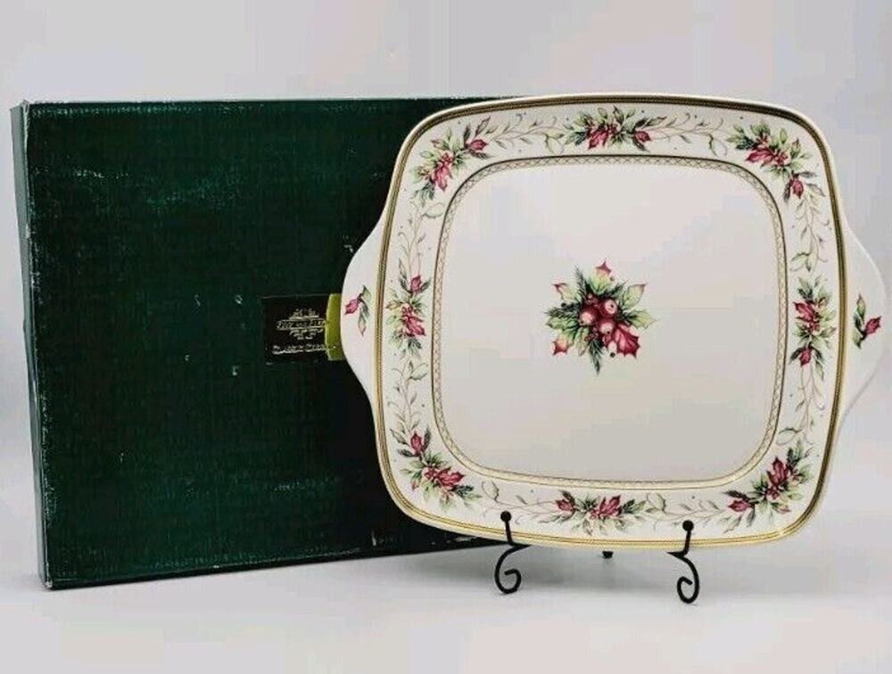 Fitz & Floyd Winter Holiday Classic Choices Large Square Handled Severing Tray